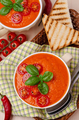 Homemade vegetable red cream soup