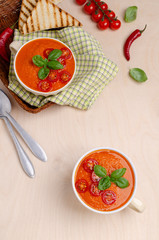 Homemade vegetable red cream soup