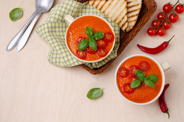 Homemade vegetable red cream soup