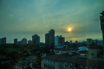 city at sunset