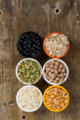 Obraz na płótnie Canvas jars with beans grains