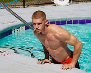 Young man at pool
