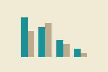 Bar chart, up-down gradient trend, financial business concept