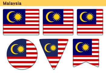 「マレーシアの国旗」6個の形のアイコンデザイン