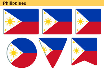 「フィリピンの国旗」6個の形のアイコンデザイン