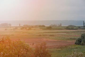 Fototapeta premium Landscape shot in the national park Neusiedler See in Illmitz Burgenland