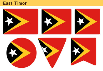 「東ティモールの国旗」6個の形のアイコンデザイン