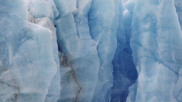 Detail of the wall glacier of te nacional park Los Glaciares on the patagonian region. Slow motion. 