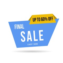 Final sale banner, up to 60% off. Vector illustration