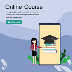 online course education vector template design illustration