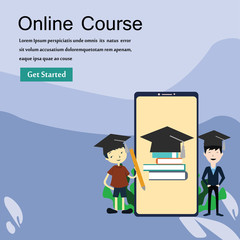 online course education vector template design illustration