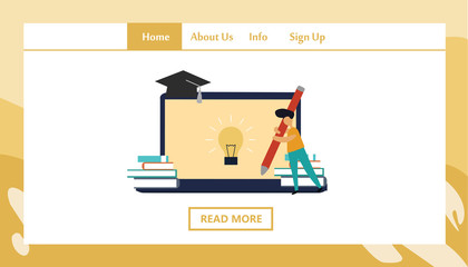 Obraz na płótnie Canvas online course education landing page vector template design illustration