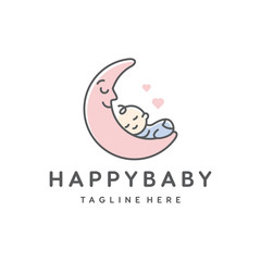 cute baby sleep for babyshop vector icon logo illustration design