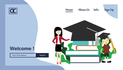 online course education landing page vector template design illustration