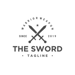 vintage sword symbol vector logo design