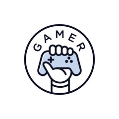 hand holding joystick for game vector icon logo design