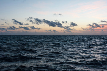 Sea and sky with clouds.