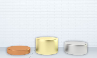 Empty winners podium on background. 3D rendering.