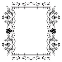 Design element flower frame, various shape of card, decoration black white. Vector