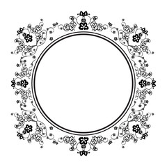 Design element flower frame, various shape of card, decoration black white. Vector