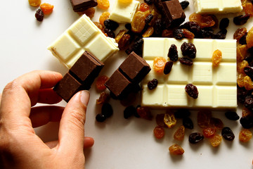 Chocolate bar with raisin