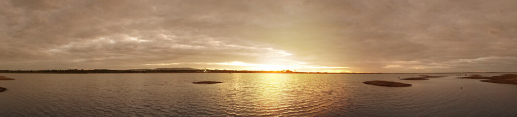 Cloud and sky at sunset on water,panorama     