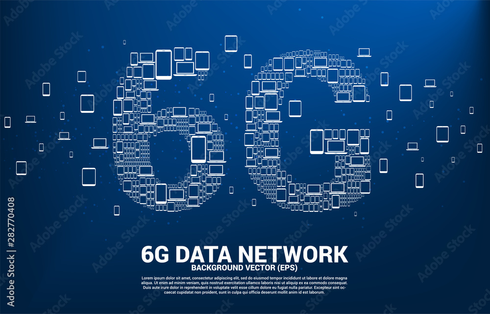 Aufkleber 6g data technology from device icon. concept for mobile telecommunication global network.