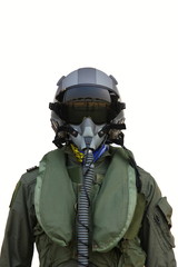 fighter pilot helmet and suit isolate on white background © apithana