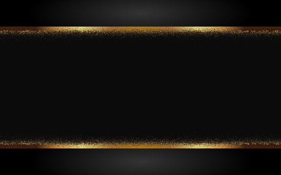 Abstract background with black and golden light line and glitters composition. Luxury and premium template vector design for use element , frame, poster, flyer, sale banner, black friday advertising