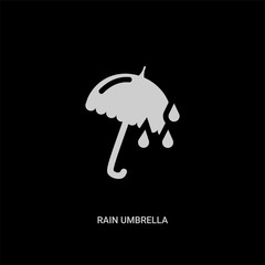 Naklejka premium white rain umbrella vector icon on black background. modern flat rain umbrella from weather concept vector sign symbol can be use for web, mobile and logo.