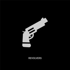 white revolvers vector icon on black background. modern flat revolvers from weapons concept vector sign symbol can be use for web, mobile and logo.