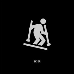 white skier vector icon on black background. modern flat skier from user concept vector sign symbol can be use for web, mobile and logo.