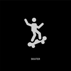 white skater vector icon on black background. modern flat skater from user concept vector sign symbol can be use for web, mobile and logo.
