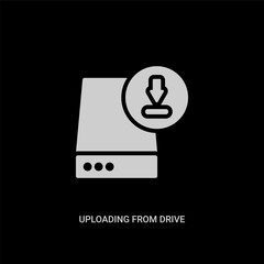 white uploading from drive vector icon on black background. modern flat uploading from drive from ui concept vector sign symbol can be use for web, mobile and logo.