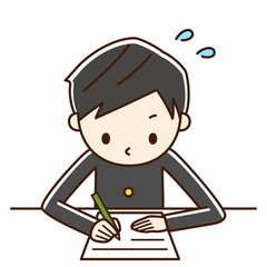 勉強　男子生徒　一生懸命