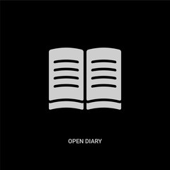 white open diary vector icon on black background. modern flat open diary from ui concept vector sign symbol can be use for web, mobile and logo.