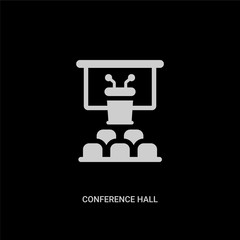 white conference hall vector icon on black background. modern flat conference hall from ui concept vector sign symbol can be use for web, mobile and logo.