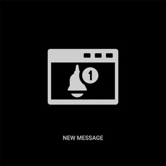 white new message vector icon on black background. modern flat new message from ui concept vector sign symbol can be use for web, mobile and logo.