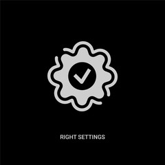white right settings vector icon on black background. modern flat right settings from ui concept vector sign symbol can be use for web, mobile and logo.