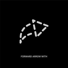 white forward arrow with broken line vector icon on black background. modern flat forward arrow with broken line from ui concept vector sign symbol can be use for web, mobile and logo.