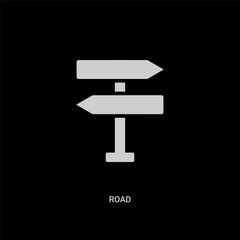 white road vector icon on black background. modern flat road from ui concept vector sign symbol can be use for web, mobile and logo.