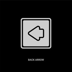 white back arrow vector icon on black background. modern flat back arrow from ui concept vector sign symbol can be use for web, mobile and logo.