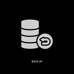 white back up vector icon on black background. modern flat back up from ui concept vector sign symbol can be use for web, mobile and logo.