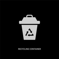 white recycling container vector icon on black background. modern flat recycling container from ui concept vector sign symbol can be use for web, mobile and logo.