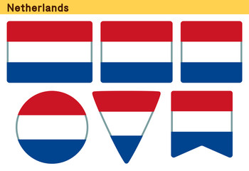 「オランダの国旗」6個の形のアイコンデザイン