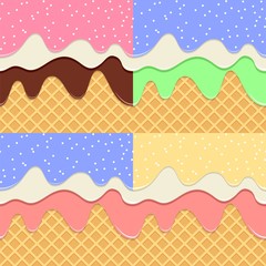 vector collection of wafer with colorful fruit syrup