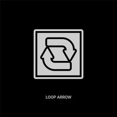 white loop arrow vector icon on black background. modern flat loop arrow from ui concept vector sign symbol can be use for web, mobile and logo.