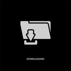 white downloading vector icon on black background. modern flat downloading from ui concept vector sign symbol can be use for web, mobile and logo.