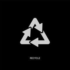 white recycle vector icon on black background. modern flat recycle from ui concept vector sign symbol can be use for web, mobile and logo.