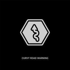 white curvy road warning vector icon on black background. modern flat curvy road warning from ui concept vector sign symbol can be use for web, mobile and logo.